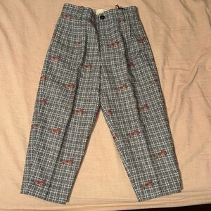 Gucci Gray and Red Dress Pants with Vintage Plaid